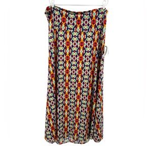 LuLaRoe Orange Black Maxi stretch Skirt Resort geometric colorful vacation 3XL
